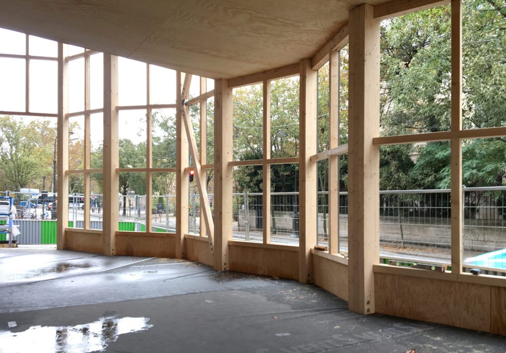 Construction d'un pavillon en bois sur le site Morland Mixité Capital