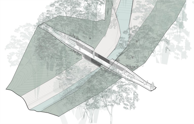 Passerelle piétonne en acier Corten
